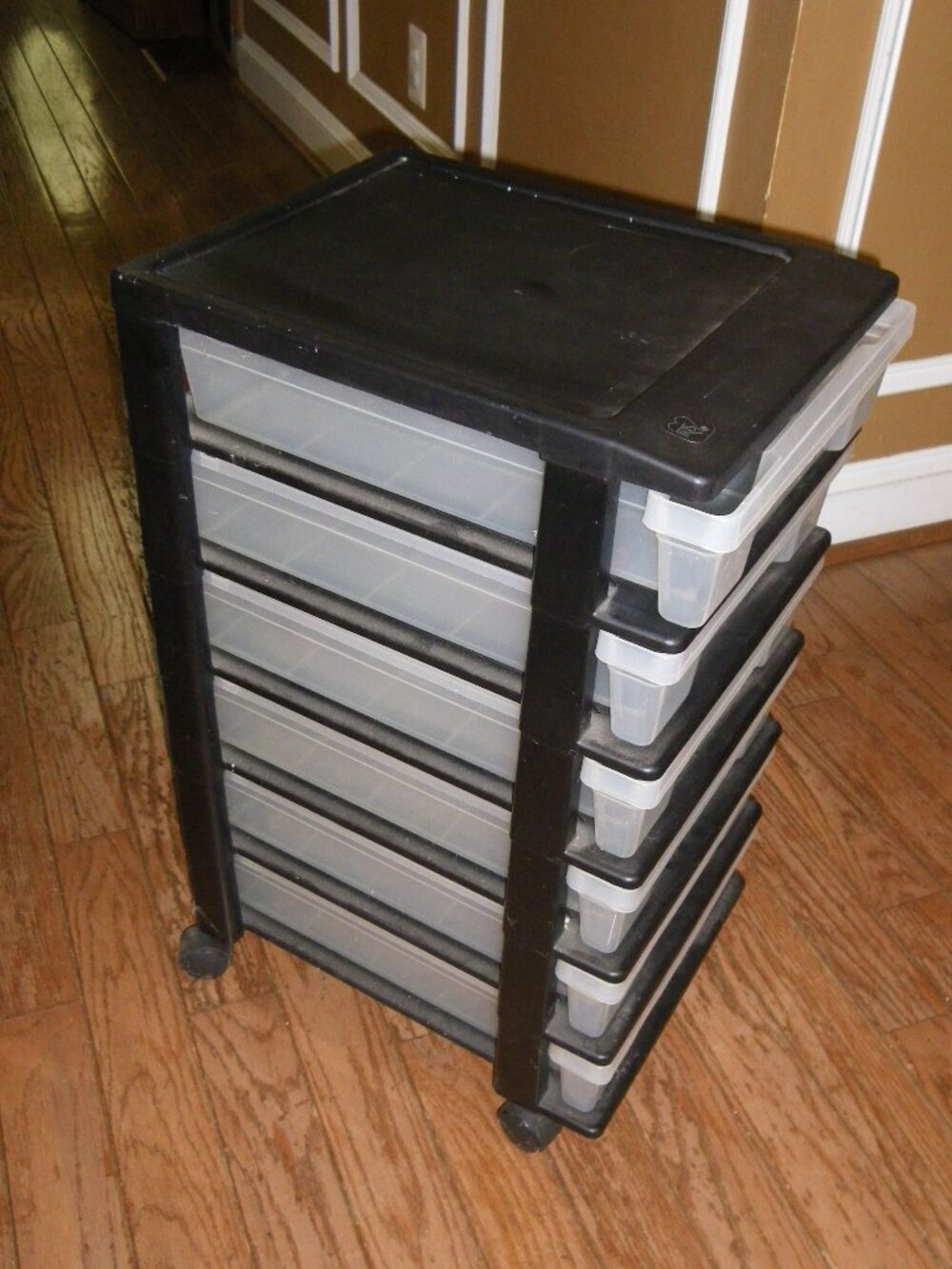 Iris 6-Drawer Plastic Storage Cart Narrow Rolling Cabinet 12" x 16" x 26"